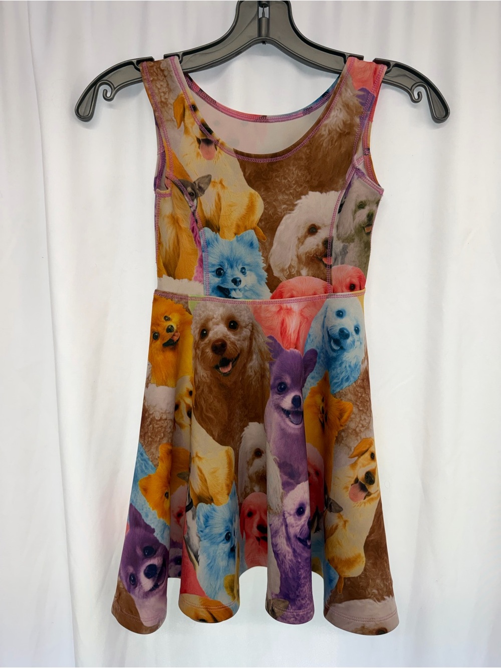 Girls XS 5/6 Colorful Dog Print Sleeveless Skater Dress